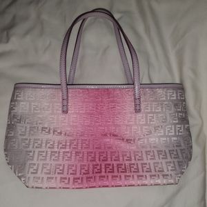 EUC FENDI Gradation Pink Zucchino Roll Tote Mini